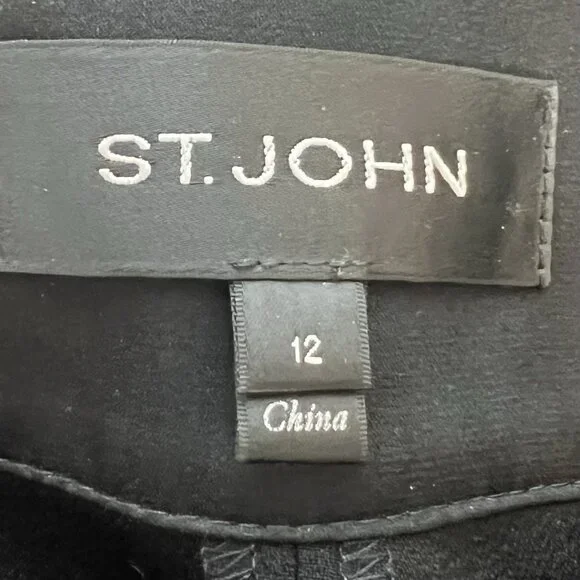 St. John Women’s Wide Leg Dress Pants Size 12 Black High Rise Zipper - Picture 3 of 12